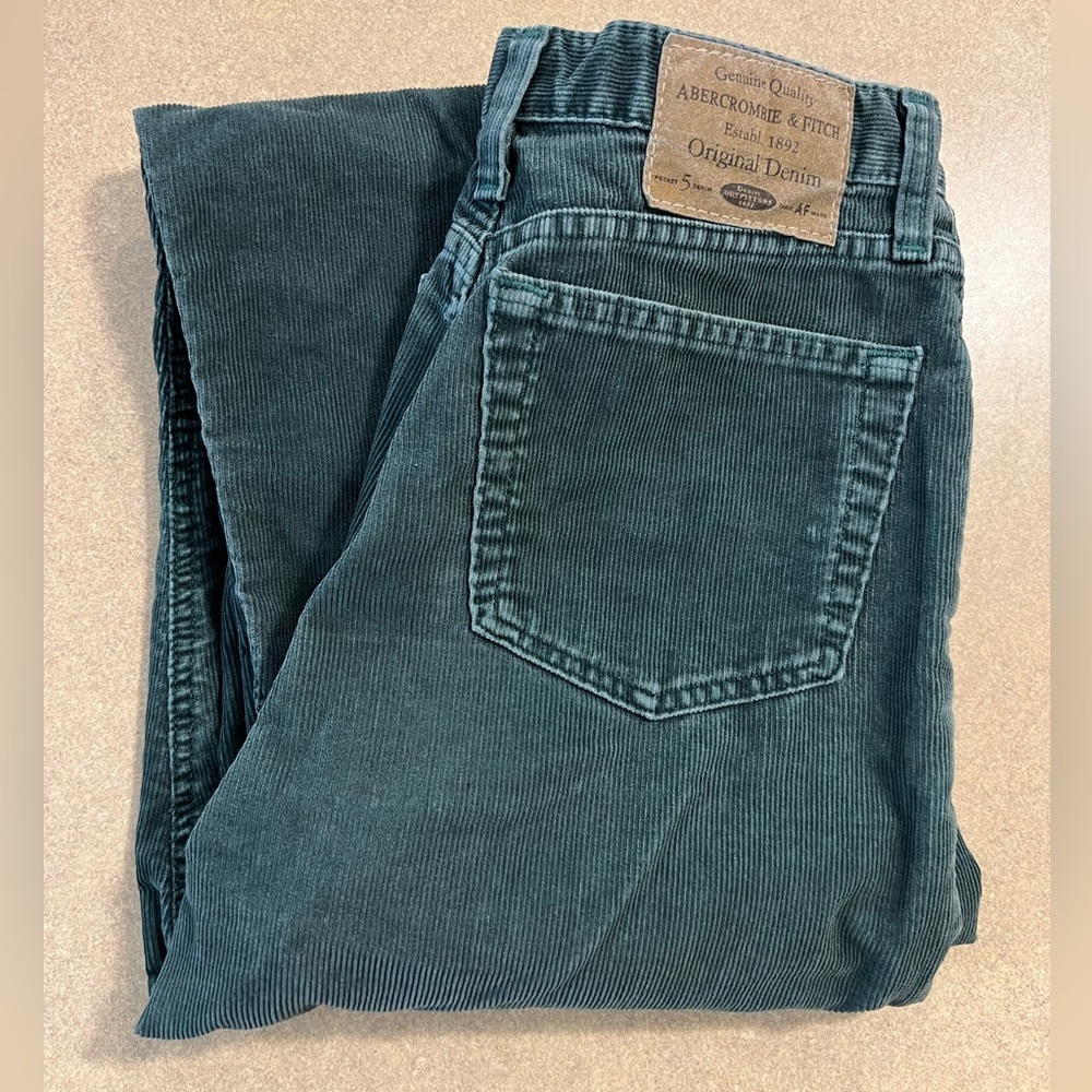 Vintage Abercrombie And Fitch Corduroy Pants Straight Green Size 10 Made In USA